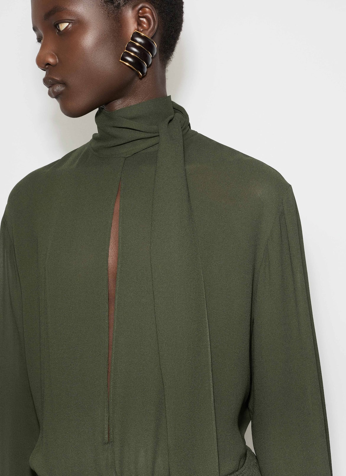 GEORGETTE SCARF BLOUSE ALAÏA DARK GREEN GEORGETTE SCARF BLOUSE